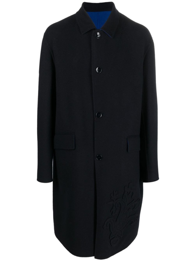 Etro Appliqué-logo Single-breasted Coat In Black