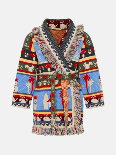 Alanui Multicolor Cachemire Winter Cardigan In White