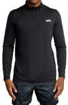Rvca Recycled Polyester Blend Quarter Zip Pullover In Black