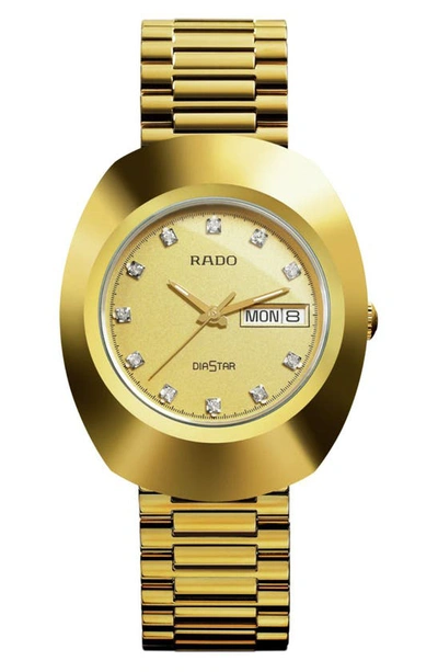 Rado Men's Swiss Original Diastar Gold-tone Stainless Steel Bracelet Watch 35mm