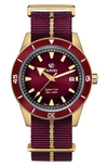 Rado R32504407 Captain Cook Automatic Bronze And Textile Watch In Red   / Bronze / Gold Tone / Rose / Rose Gold Tone
