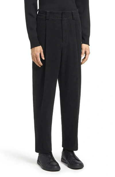 Zegna Pleated Stretch Jeans In Black