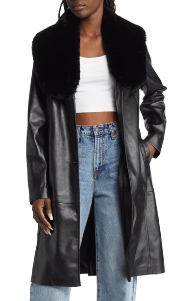 Blanknyc Faux Fur Shawl Collar Trench Coat In In The Moment