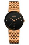 Rado Florence Classic Diamond Bracelet Watch, 38mm In Black/rose Gold