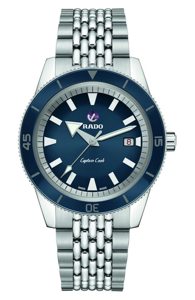 Rado Men's Swiss Automatic Captain Cook Tradition Stainless Steel Diver Bracelet Diver Watch 42mm In Silver