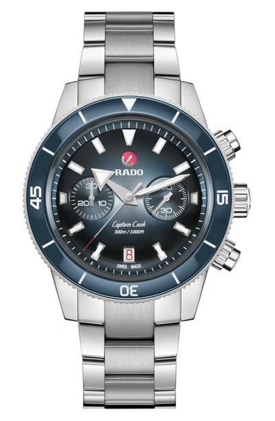 Rado Men's Swiss Automatic Chronograph Captain Cook Stainless Steel Bracelet Watch 43mm Gift Set In Blue