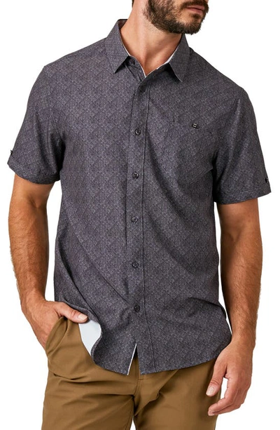 7 Diamonds Liberty Stretch Short Sleeve Button-up Shirt In Charcoal