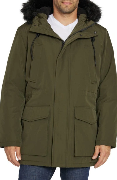 Sean John Water Resistant Utility Parka With Faux Fur Trim In Loden