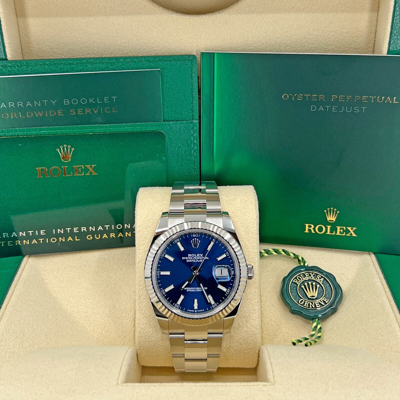 Pre-owned Rolex Datejust 41, Blue Dial, Oyster, Ref 126334-0001, Unworn Complete 2023