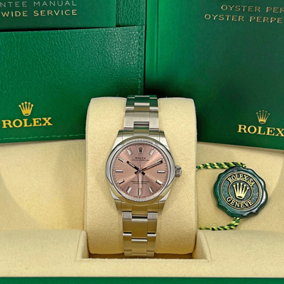 Pre-owned Rolex Oyster Perpetual 31 Pink Dial Oyster 2022 Unworn 277200 Complete