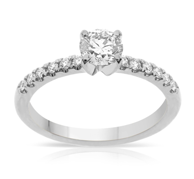 Pre-owned Kgm Diamonds Solitaire Engagement Diamond Ring Tcw 0.45 14k White Gold Side Stones Gia In White/colorless