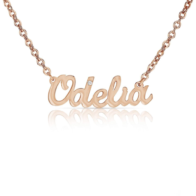 Pre-owned Kgmdiamonds Diamond 0.03 Ct Carrie Name Pendant Necklace Rose Gold Personalize Customize In White/colorless