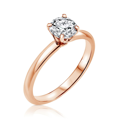 Pre-owned Kgm Diamonds Diamond Engagement Ring Solitaire Tcw 0.50 14k Rose Gold Gia Natural Wedding In White/colorless