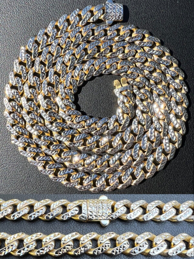 Pre-owned Harlembling 6.5mm Real 14k Yellow Gold Miami Cuban Link Chain Diamond Cut Necklace Two Tone