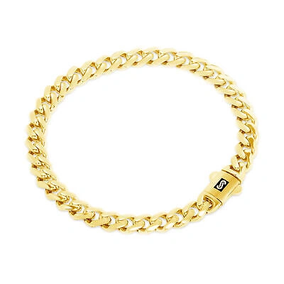 Pre-owned Nuragold 14k Yellow Gold Royal Monaco Miami Cuban Link 6mm Curb Chain Mens Bracelet 8"