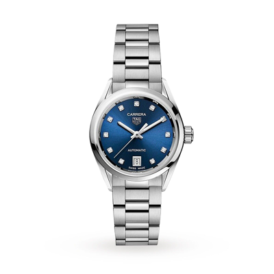 Pre-owned Tag Heuer Automatic Diamond Blue Dial Ladies Watch Wbn2413.ba0621