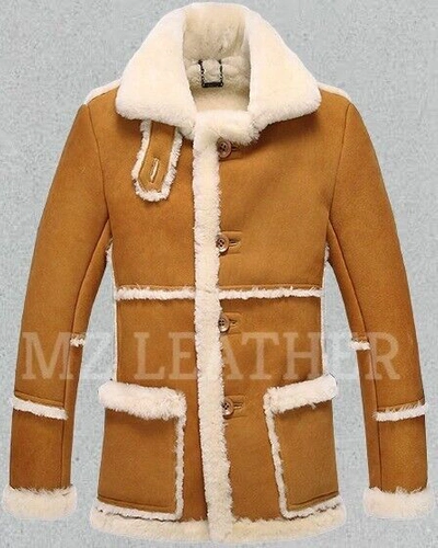 Pre-owned Mz Leather Mens Raf B3 Rancher Shearling Sheepskin Aviator Pilot Suede Leather Coat Jacket In Same As Picture