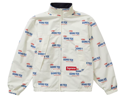 Pre-owned Supreme Gore-tex Reversible Polartec Lined Jacket Natural Logos M In White
