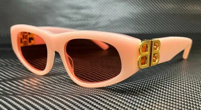 Pre-owned Balenciaga Bb0095s 003 Pink Rectangle Oval Women's 53 Mm Sunglasses In Red