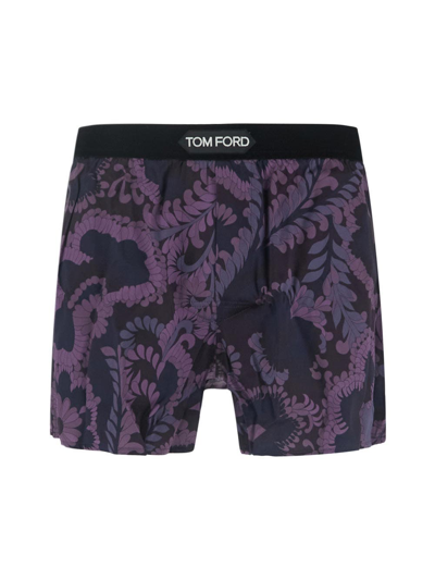 Tom Ford Underwear Silk Boxer In Purple