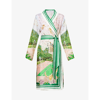 Casablanca Tennis Club-print Belted Silk Twill Robe In Tennis Club Prive