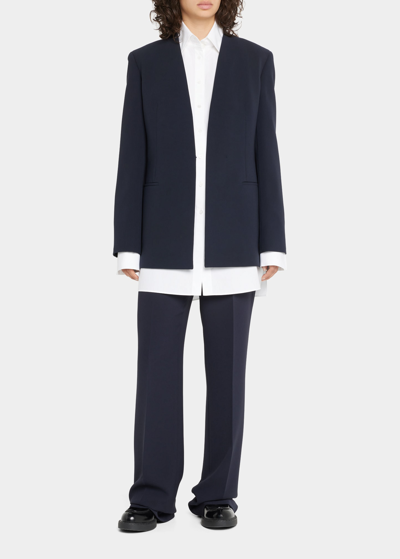 Lafayette 148 Clinton Finesse Crepe Ankle Pants In Navy