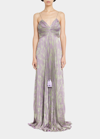 ALEXIS CAYDEN PLEATED DEVORE MAXI DRESS