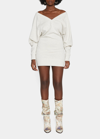 Isabel Marant Étoile Manuela Off-the-shoulder Sweatshirt Mini Dress In Ecru
