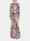 ELIE SAAB EMBROIDERED TULLE GOWN W/ SEQUINS