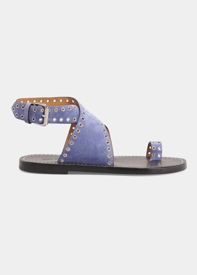 Isabel Marant Jools Suede Toe-ring Sandals In Blue