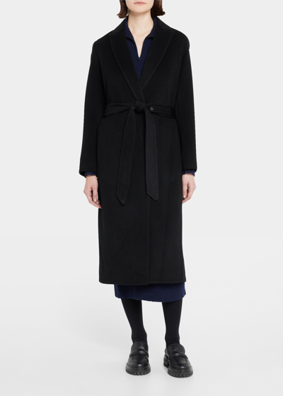 Vince Long Belted Wool-cashmere Coat In Black
