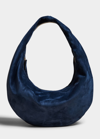 Khaite Olivia Medium Suede Hobo Bag In Midnight Navy