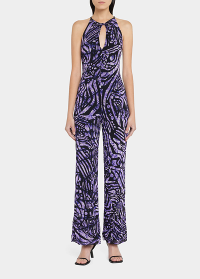 Fuzzi Cutout Abstract-print Tulle Jumpsuit In Parma