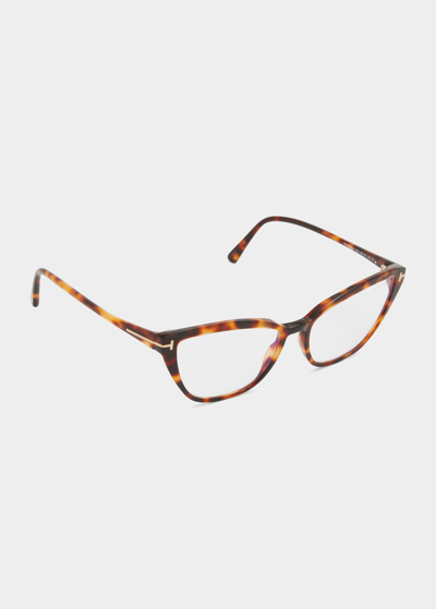 Tom Ford Blue Filtering Cat-eye Glasses In Colhav