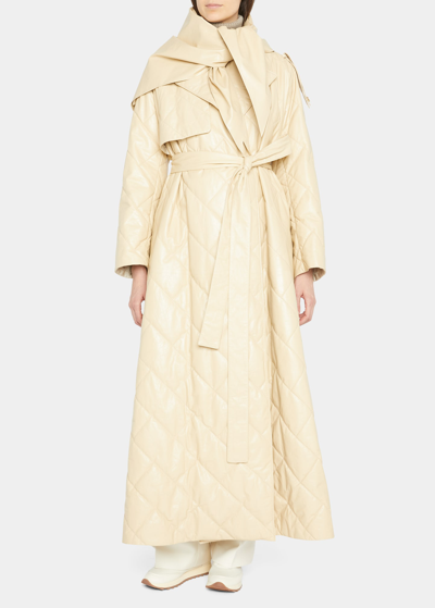 The Row Agathon Quilted Leather Parka Coat In Par Paper