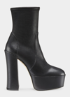 STUART WEITZMAN SKYHIGH STRETCH LEATHER PLATFORM BOOTIES