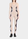 Port De Bras Wave Two-tone Stretch-jersey Jumpsuit In Shake Black