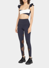 Port De Bras Cross Ruffle Crop Top In Black Chantilly