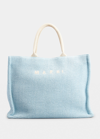 Marni Small Basket Canvas Tote Bag In Zo457 Light Blue