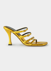 Proenza Schouler Square Metallic Buckle Slide Sandals In Gold
