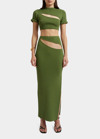 Christopher Esber Slashed Crop Tee In Vert Green