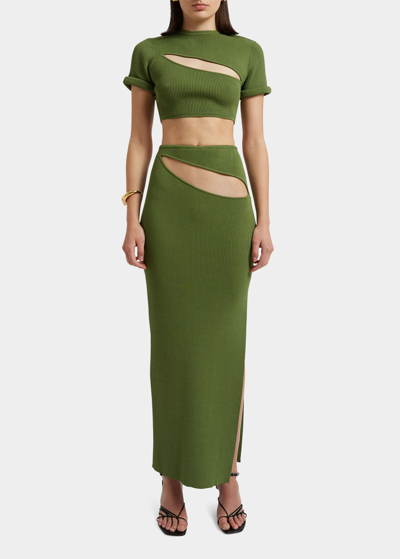 Christopher Esber Slashed Crop Tee In Vert Green
