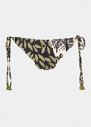 Johanna Ortiz Greenery Toile Azabache Side-tie Bikini Bottoms In Toile Blackgreene