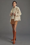 Lamarque Badu Faux Sherpa Biker Jacket In Beige