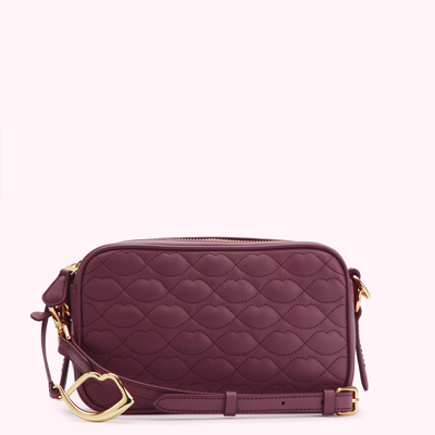 Lulu Guinness Peony Small Quilted Lip Leather Ashley Crossbody Bag In Burgundy