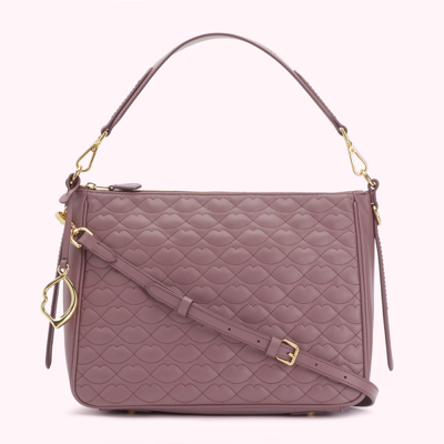 Lulu Guinness Aster Medium Quilted Lip Leather Callie Crossbody Bag In Purple