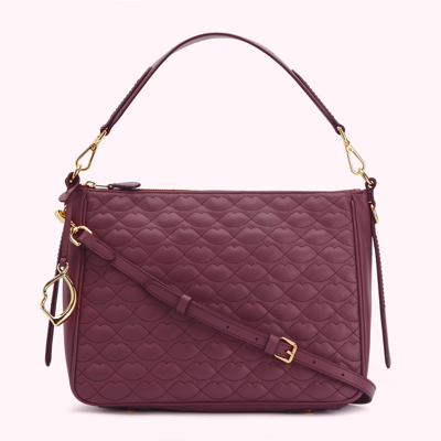 Lulu Guinness Peony Medium Quilted Lip Leather Callie Crossbody Bag In Purple