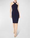 Likely Caroline Criss Cross Halter Sheath Dress In Navy In Navy