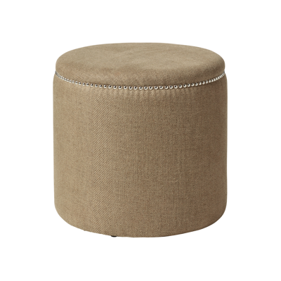 Oka Costellini Linen Ottoman - Wild Oats Wide Herringbone In Brown