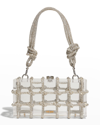 Cult Gaia Bess Caged Embellished Box Shoulder Bag In Clear